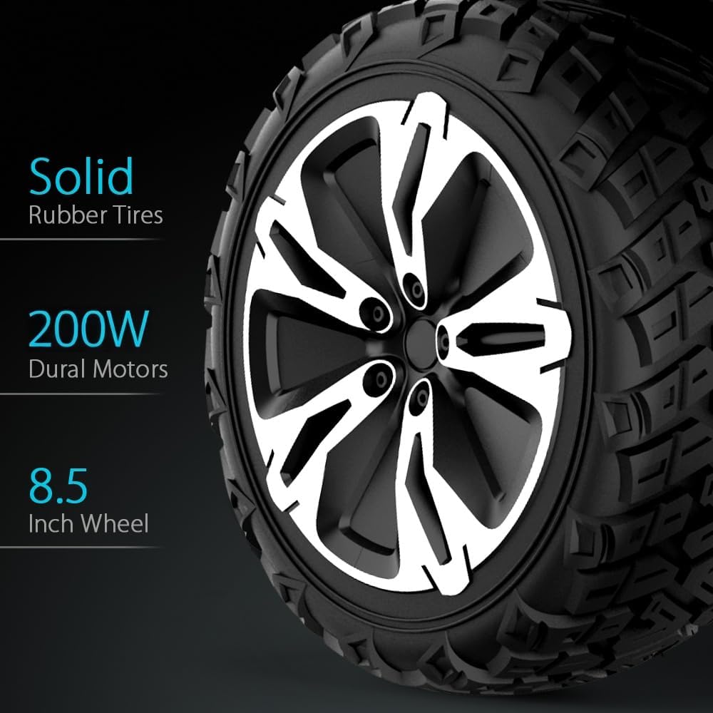 Warrior 8.5 inch All Terrain Off Road Scooter with Bluetooth Speakers and LED Lights,Self Balancing Scooter for Kids ages 6-12 and Adults