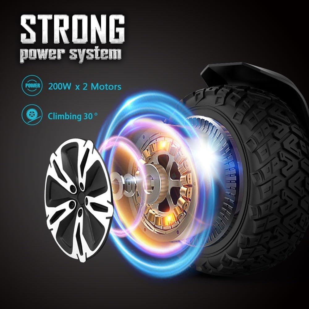 Warrior 8.5 inch All Terrain Off Road Scooter with Bluetooth Speakers and LED Lights,Self Balancing Scooter for Kids ages 6-12 and Adults