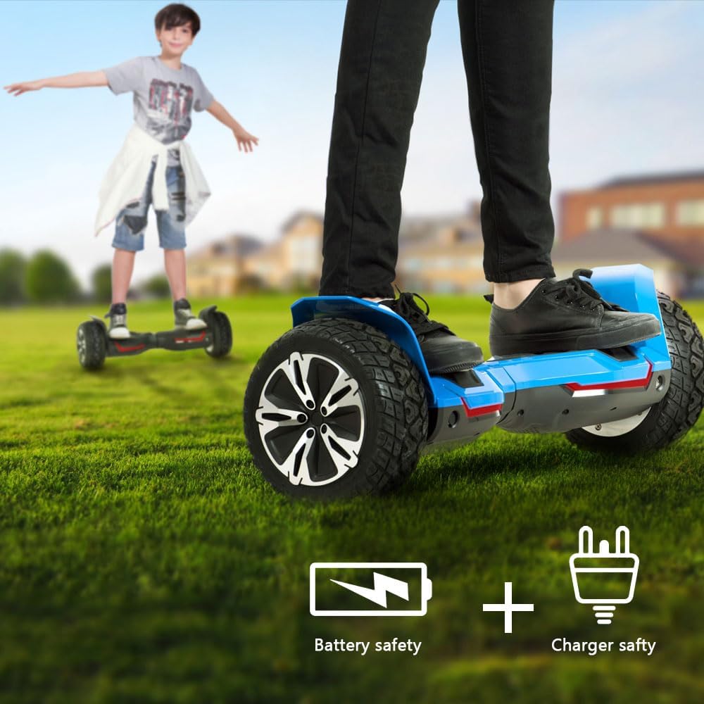 Warrior 8.5 inch All Terrain Off Road Scooter with Bluetooth Speakers and LED Lights,Self Balancing Scooter for Kids ages 6-12 and Adults