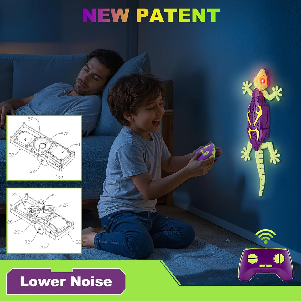 Wall Climbing Gecko, Glow in The Dark Lizard, Rc Toys for Kids,Wall Crawler Robot Geckos,Fun Kids Toys, Birthday Valentines Day Gifts for 3 4 5 6 7 8 + Year Old Boys Girls Teens