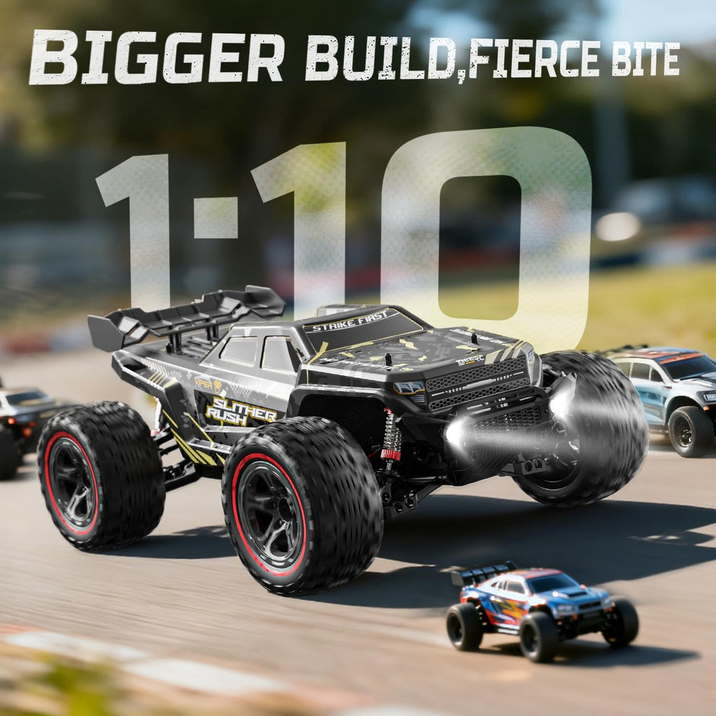 DEERC 209E 1:10 Brushless RC Truck, 60+ KMH High Speed 4WD All Terrain Off-Road Hobby Grade RC Car, Waterproof Crawler Buggy with 2x3S Batteries & Extra Swing Arms, Gift for Adults & Boys