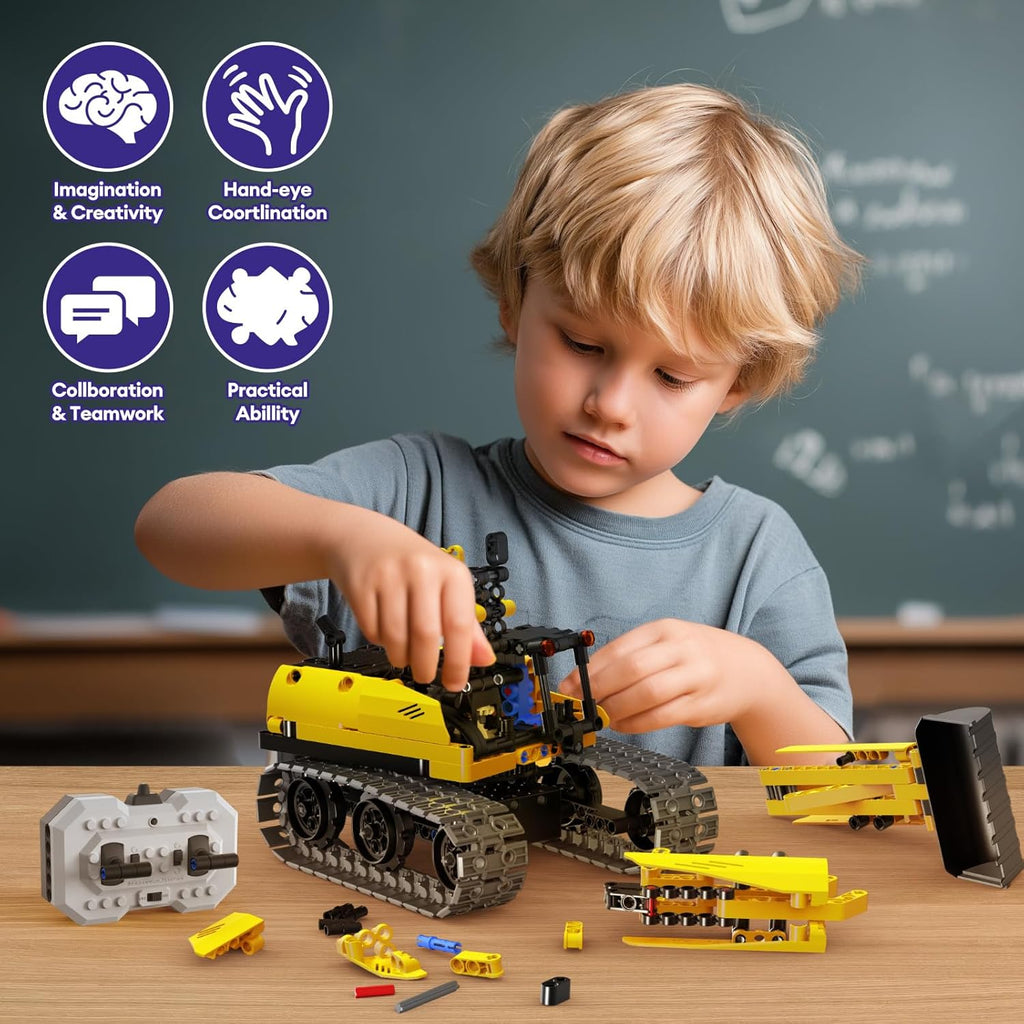 5 in 1 Building Toys STEM Robotics Kit, 430 PCS Blocks RC Robot Erector Sets, APP & Remote Control Excavator Science Kits for Kids Age 6 7 8 9 10 11 12-14, DIY Educational Gift for Boys & Girls