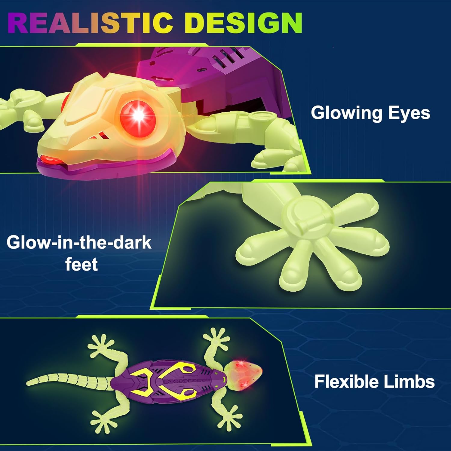 Wall Climbing Gecko, Glow in The Dark Lizard, Rc Toys for Kids,Wall Crawler Robot Geckos,Fun Kids Toys, Birthday Valentines Day Gifts for 3 4 5 6 7 8 + Year Old Boys Girls Teens