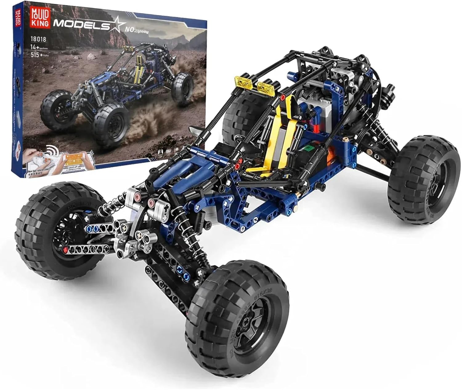 Mould King RC Off-Road Building Car Toys, 515 Pieces Building Blocks Lightning Climbing Car Model with Motors (Remote Control and APP Control)