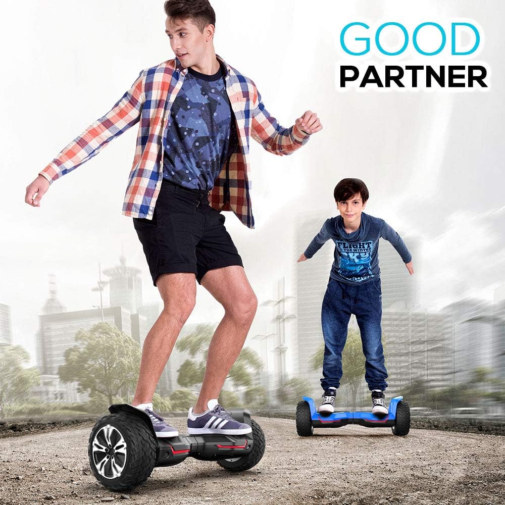 Warrior 8.5 inch All Terrain Off Road Scooter with Bluetooth Speakers and LED Lights,Self Balancing Scooter for Kids ages 6-12 and Adults