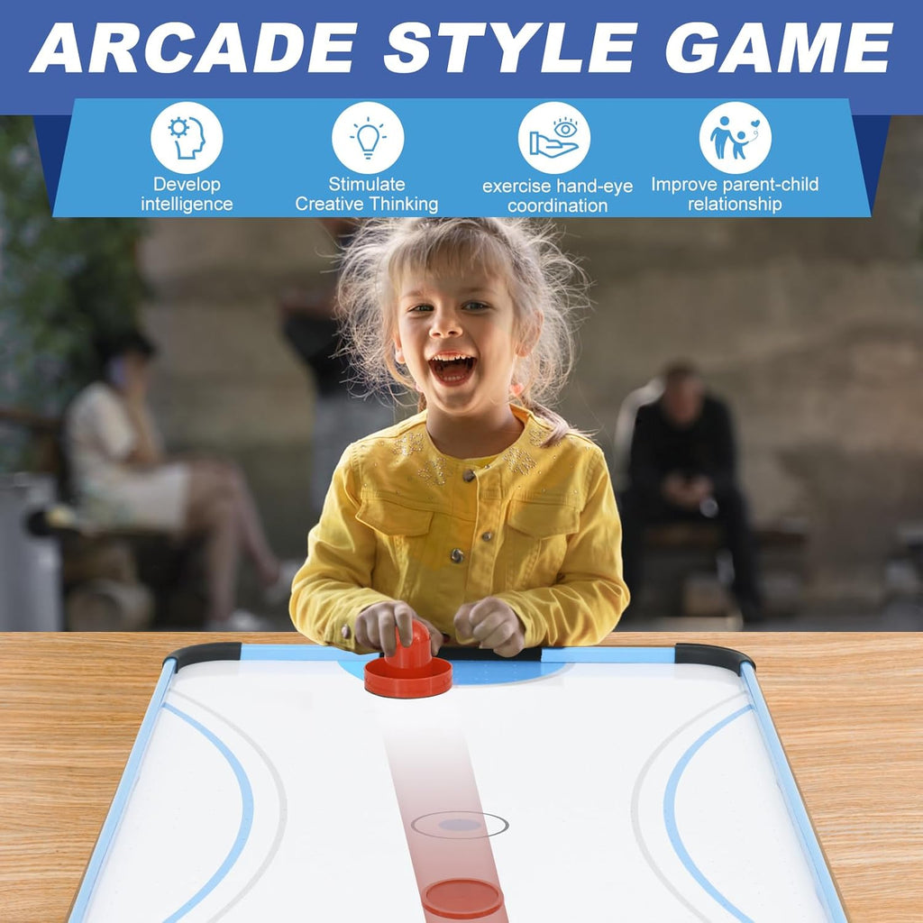 40in Tabletop Air Hockey Table, Portable Arcade Game Table for Kids and Adult, Indoor Game Table w/ 2 Pucks, 2 Pushers, Electronic Motor Fans for Game Room、Family Recreation