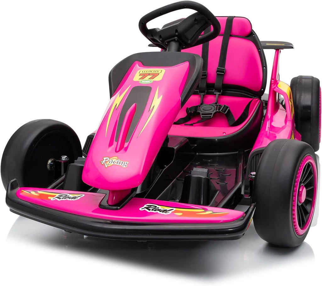 24V Electric Go Kart, Drift Car Outdoor Ride on Toy with EVA Tires, 400W Motor, 8.1 MPH, Music, Wireless, Drift Mode and 2 Speed, Crazy Go Cart for Kids 6-12 Years Old