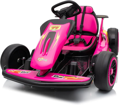 24V Electric Go Kart, Drift Car Outdoor Ride on Toy with EVA Tires, 400W Motor, 8.1 MPH, Music, Wireless, Drift Mode and 2 Speed, Crazy Go Cart for Kids 6-12 Years Old