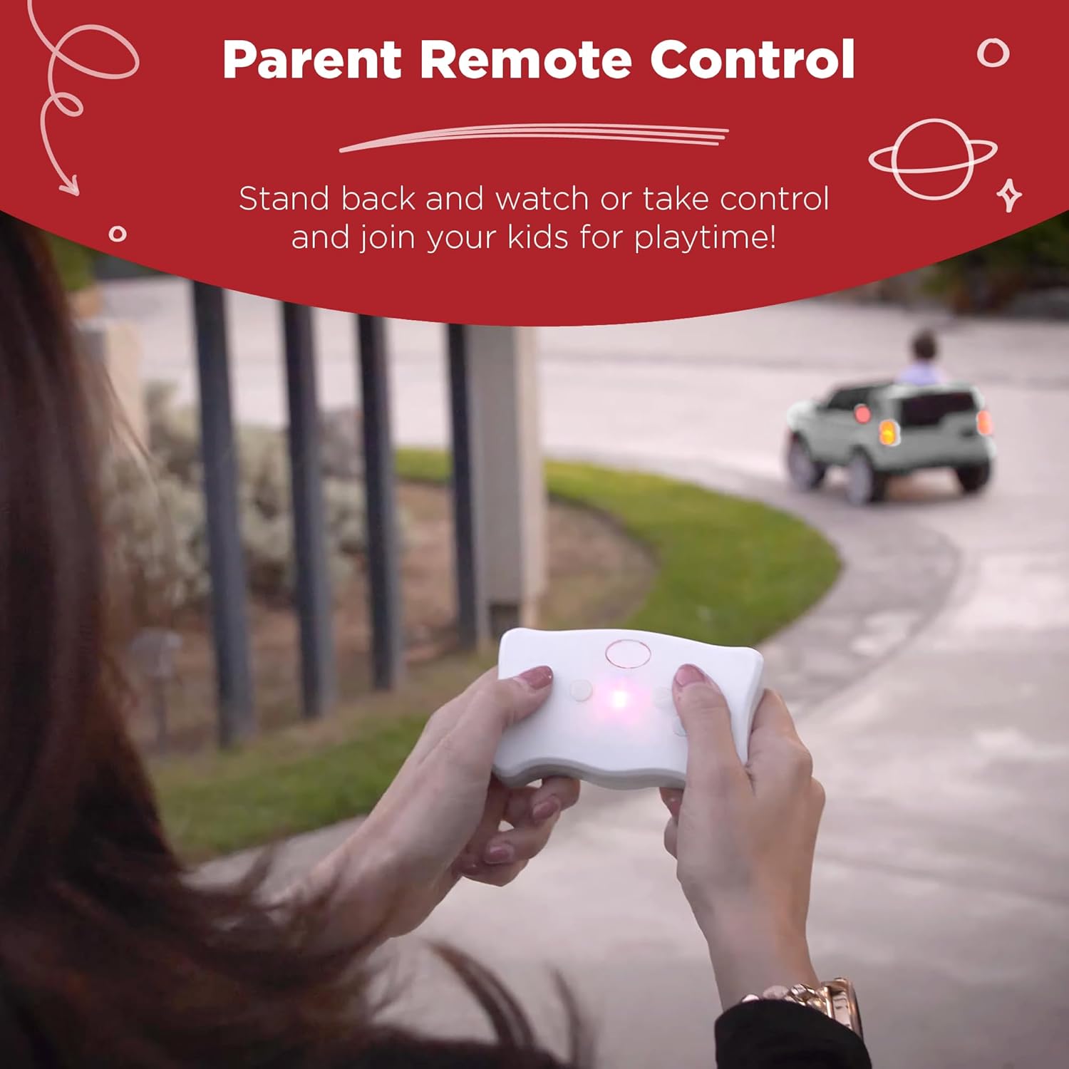 Tengen Kids 12V Ride On Truck, Battery Powered Toy Car w/Spring Suspension, Remote Control, 3 Speeds, LED Lights, Bluetooth - Purple