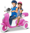 12V Kids Electric Motorcycle, 3 Wheel 2 Seater Ride on Motorcycle with 2.4G Parental Remote Control, Music, Horn, Light, Big Storage Box, Dual Motor Electric Motorcycle for Kids 3-8