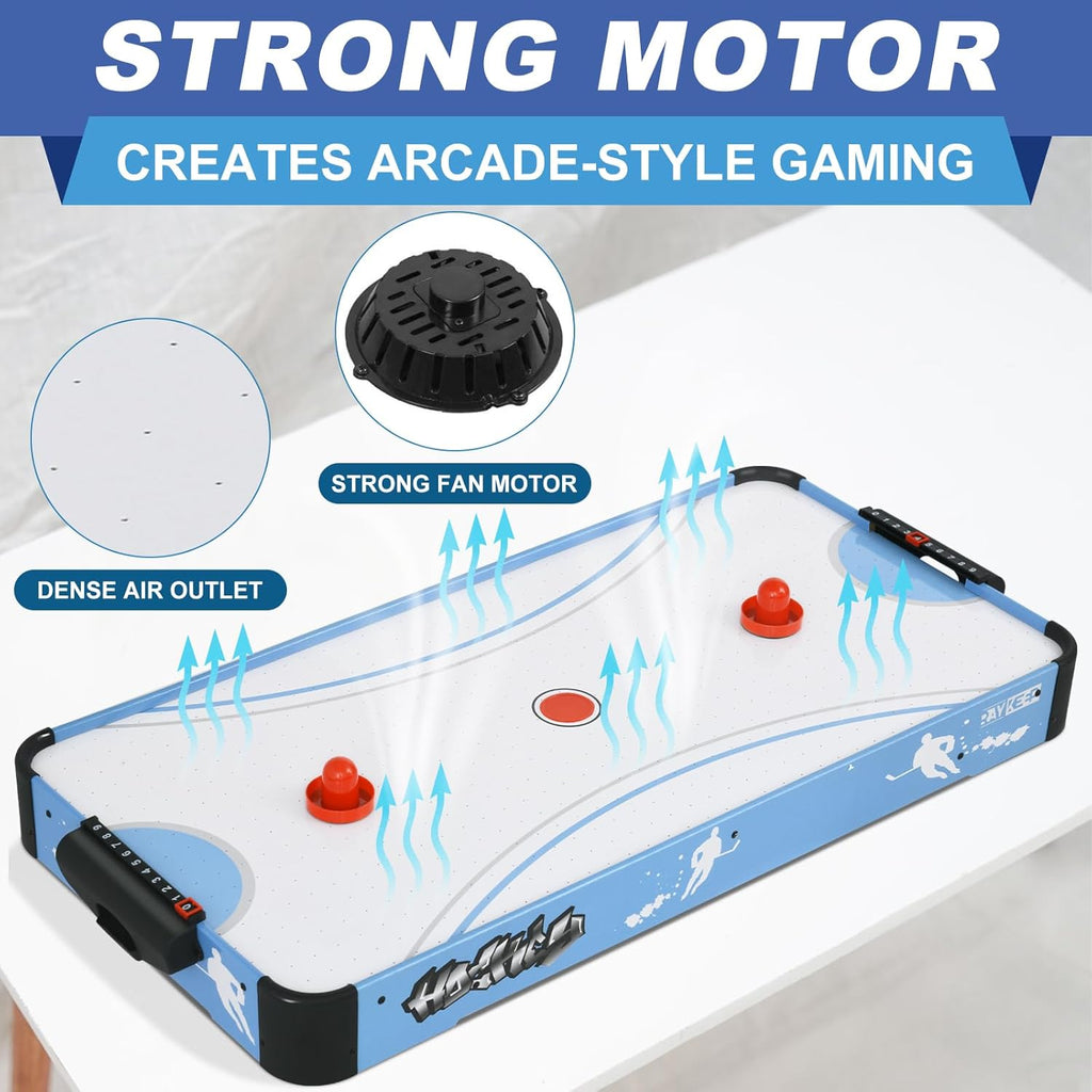 40in Tabletop Air Hockey Table, Portable Arcade Game Table for Kids and Adult, Indoor Game Table w/ 2 Pucks, 2 Pushers, Electronic Motor Fans for Game Room、Family Recreation