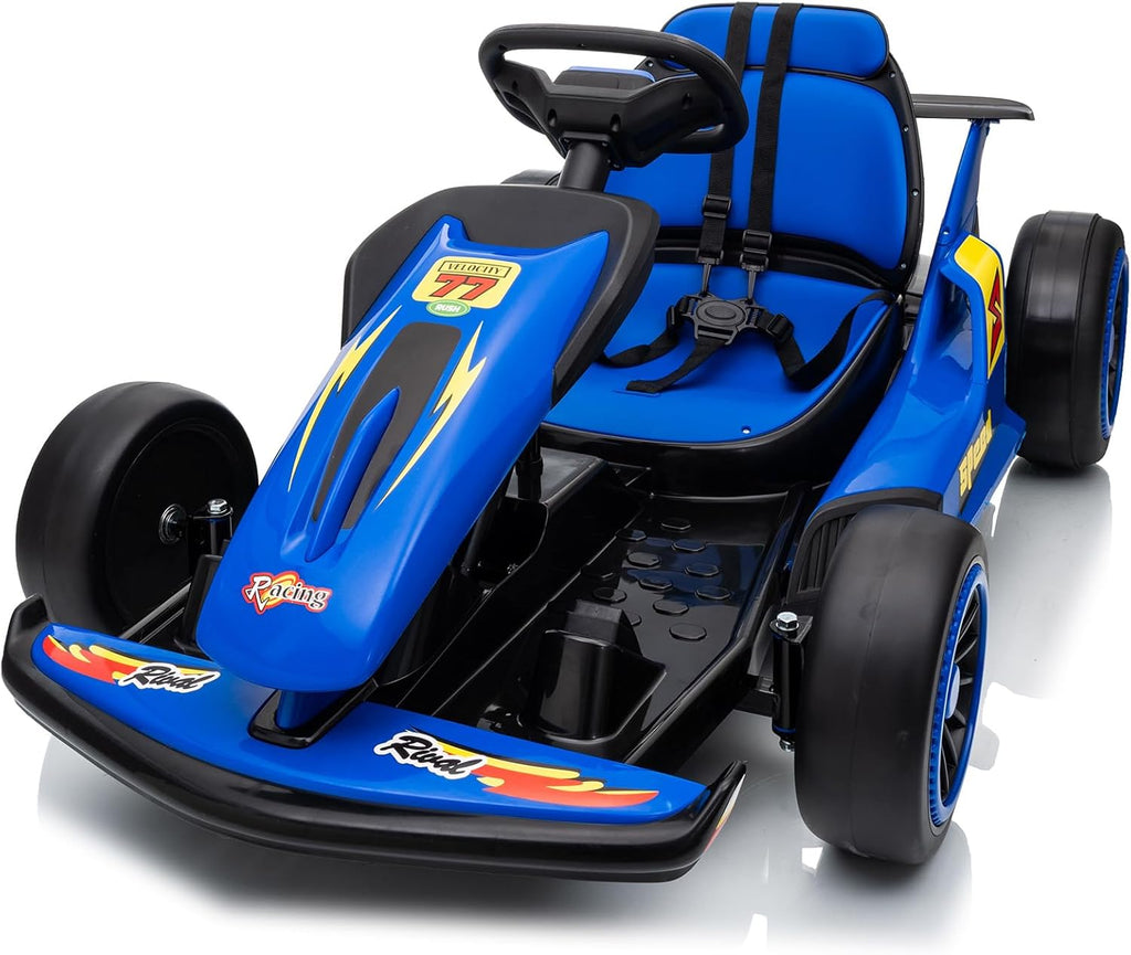 24V Electric Go Kart, Drift Car Outdoor Ride on Toy with EVA Tires, 400W Motor, 8.1 MPH, Music, Wireless, Drift Mode and 2 Speed, Crazy Go Cart for Kids 6-12 Years Old