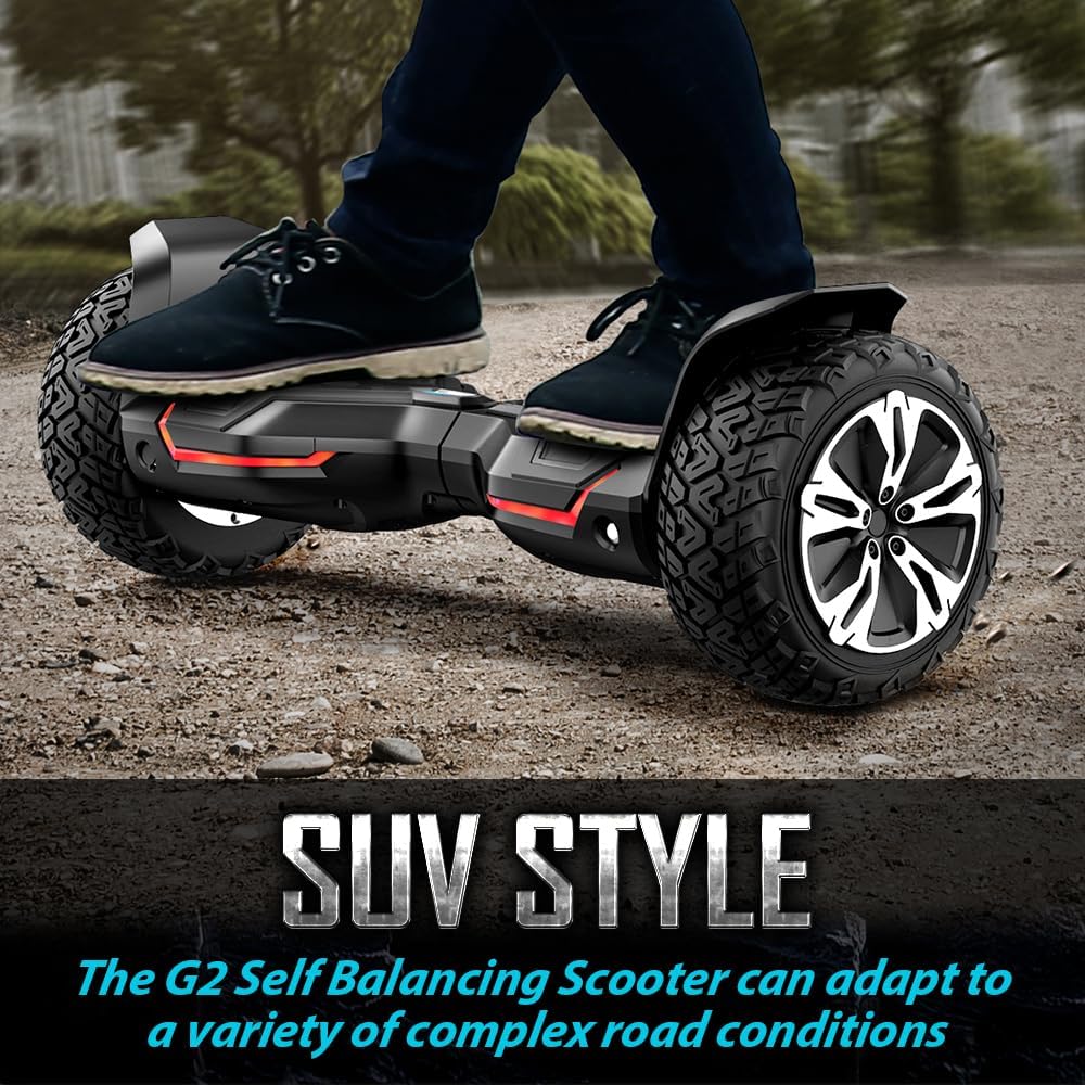 Warrior 8.5 inch All Terrain Off Road Scooter with Bluetooth Speakers and LED Lights,Self Balancing Scooter for Kids ages 6-12 and Adults
