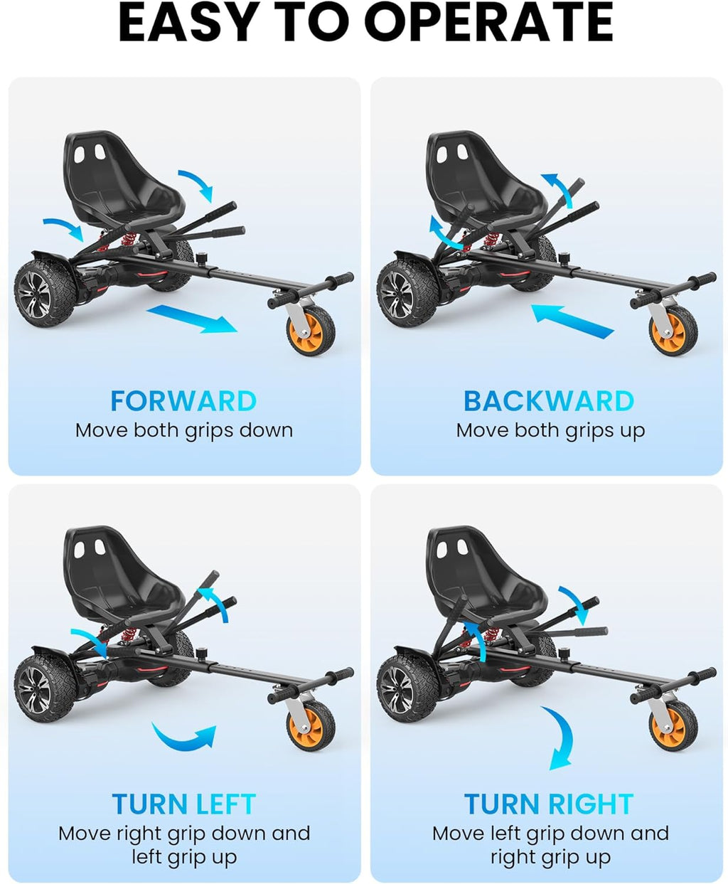 Gyroor Self Balancing Scooters Seat Attachment - Go Kart Conversion for 6.5'' to 10'' Self Balancing Scooters, Adjustable Frame Length, Perfect for Kids and Adults