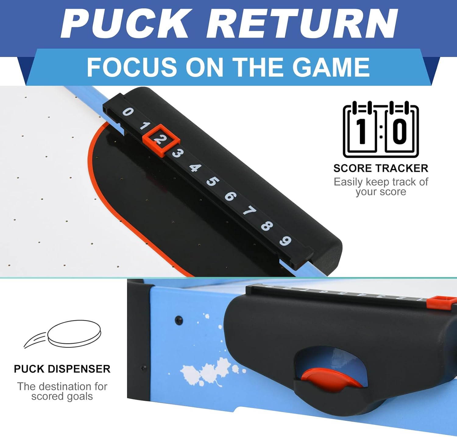 40in Tabletop Air Hockey Table, Portable Arcade Game Table for Kids and Adult, Indoor Game Table w/ 2 Pucks, 2 Pushers, Electronic Motor Fans for Game Room、Family Recreation