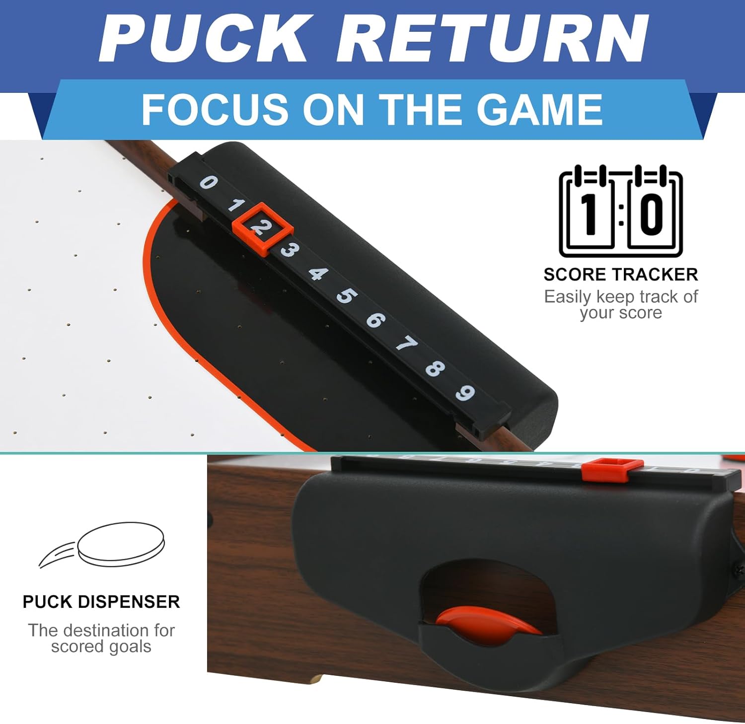 40in Tabletop Air Hockey Table, Portable Arcade Game Table for Kids and Adult, Indoor Game Table w/ 2 Pucks, 2 Pushers, Electronic Motor Fans for Game Room、Family Recreation