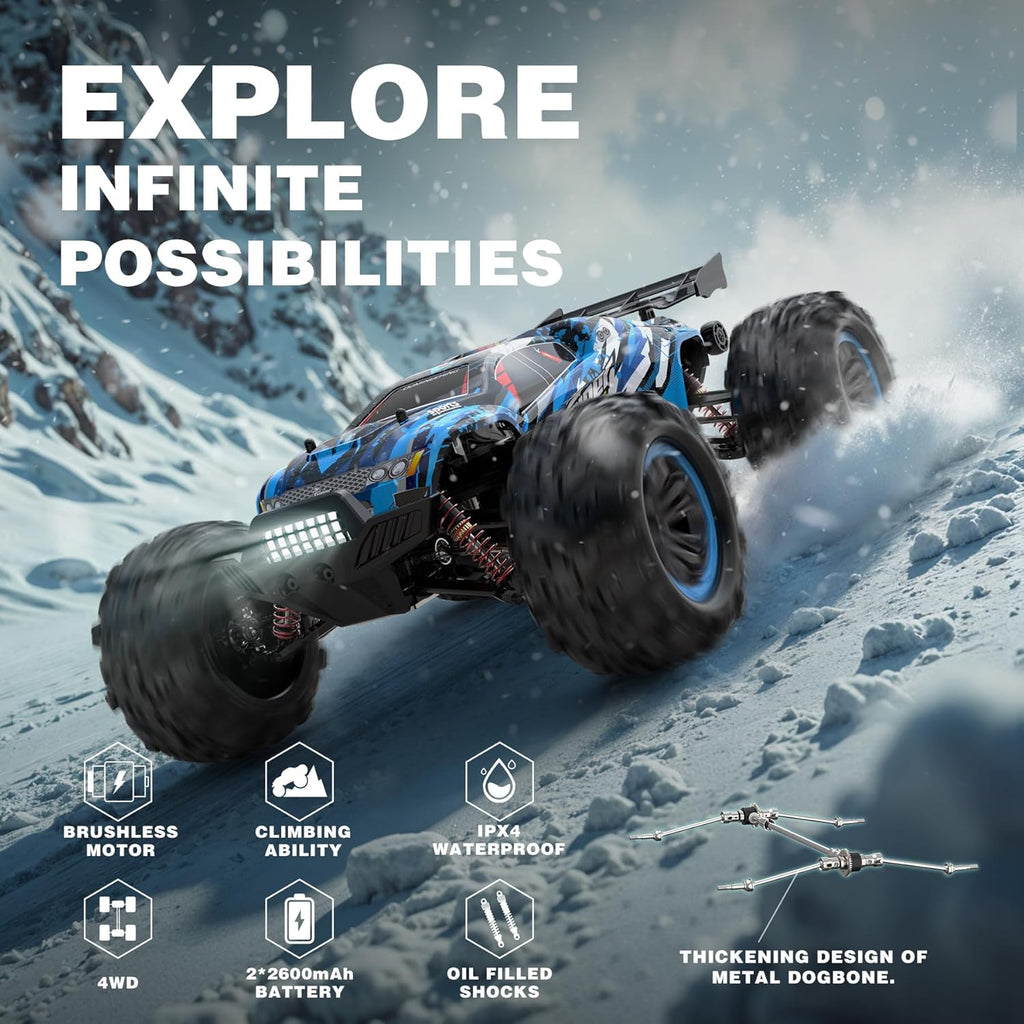 Brushless RC Car 1:10 Scale, 68+ KMH High Speed Remote Control Car for Adults & Boys, 4X4 All Terrain Waterproof Off-Road Hobby Grade Racing Buggy, Large Fast Monster Truck Toy Gift