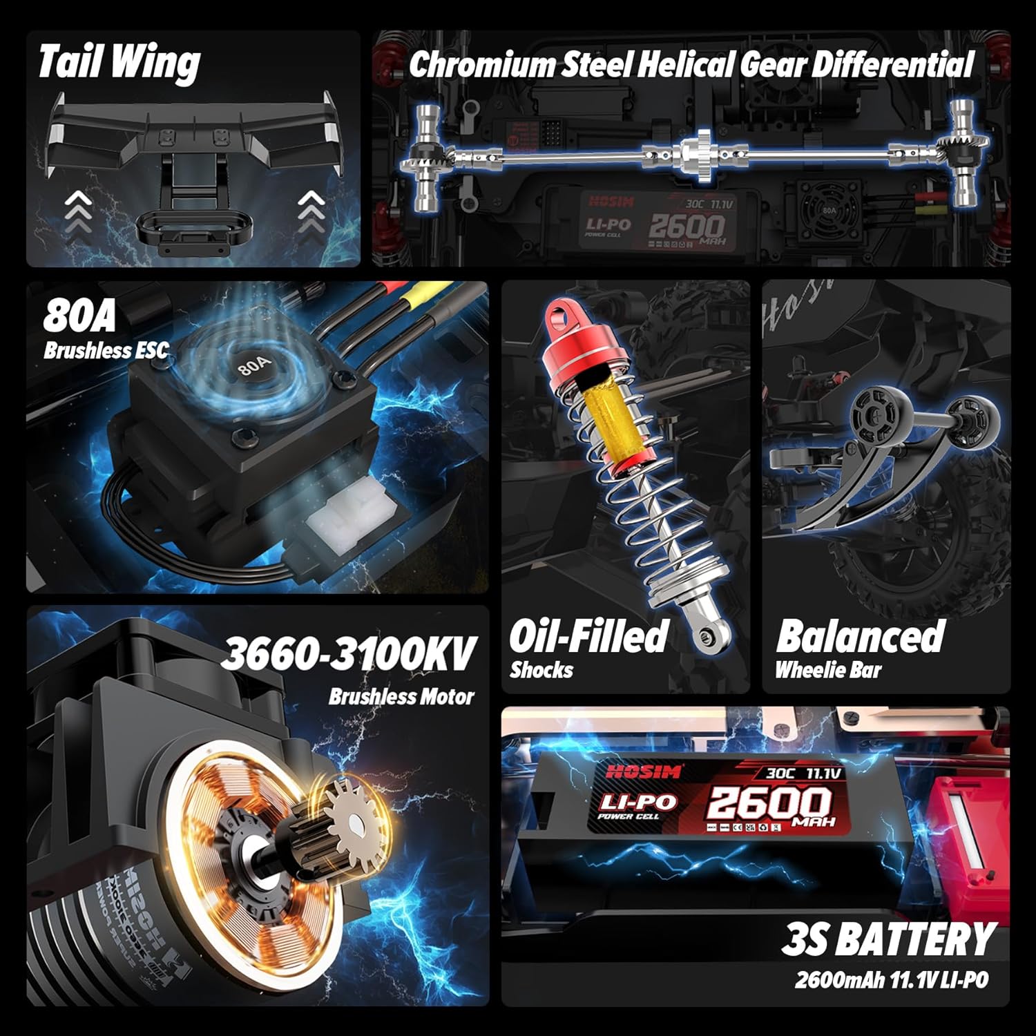 Mini 1:8 Brushless RC Cars for Adults Fast 50MPH, VEXARO High Speed 4X4 RC Trucks, All Terrain Remote Control Car Waterproof RC Truggy Off Road Hobby Large Monster Truck with 3S Battery