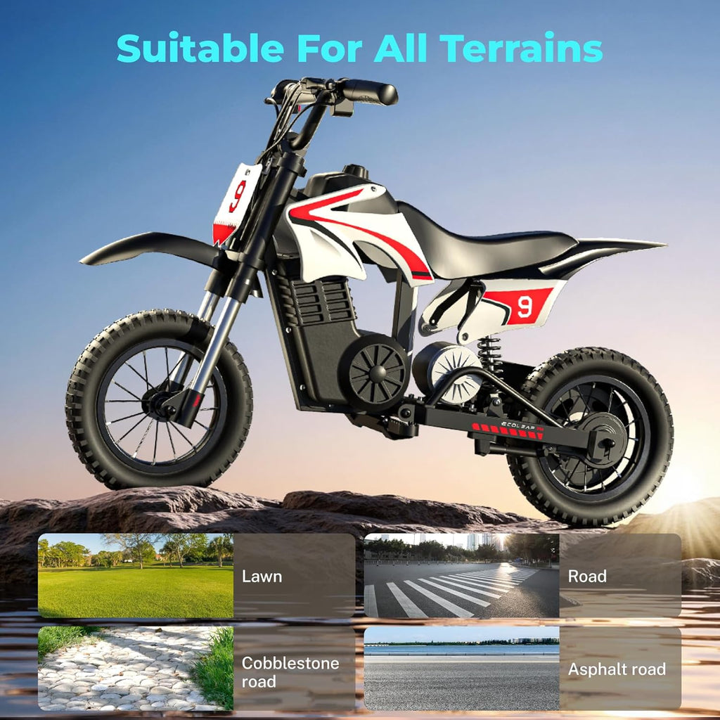 K1 Kids Electric Dirt Bike 36V Motorcycle,16MPH Fast Speed 14 Mile Long-Range,700W Peak 3-Speed Modes Electric Bike for Kids Ages 3-10