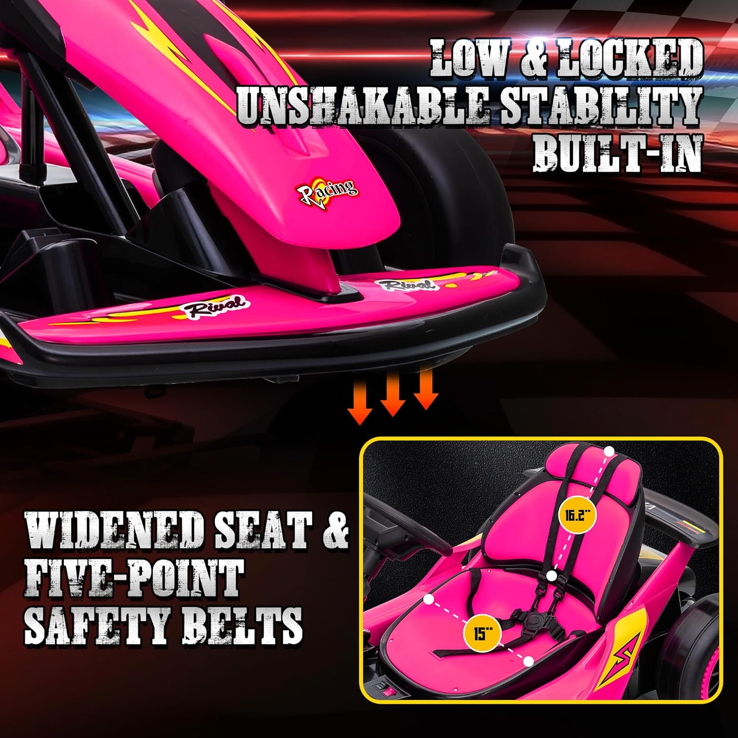 24V Electric Go Kart, Drift Car Outdoor Ride on Toy with EVA Tires, 400W Motor, 8.1 MPH, Music, Wireless, Drift Mode and 2 Speed, Crazy Go Cart for Kids 6-12 Years Old