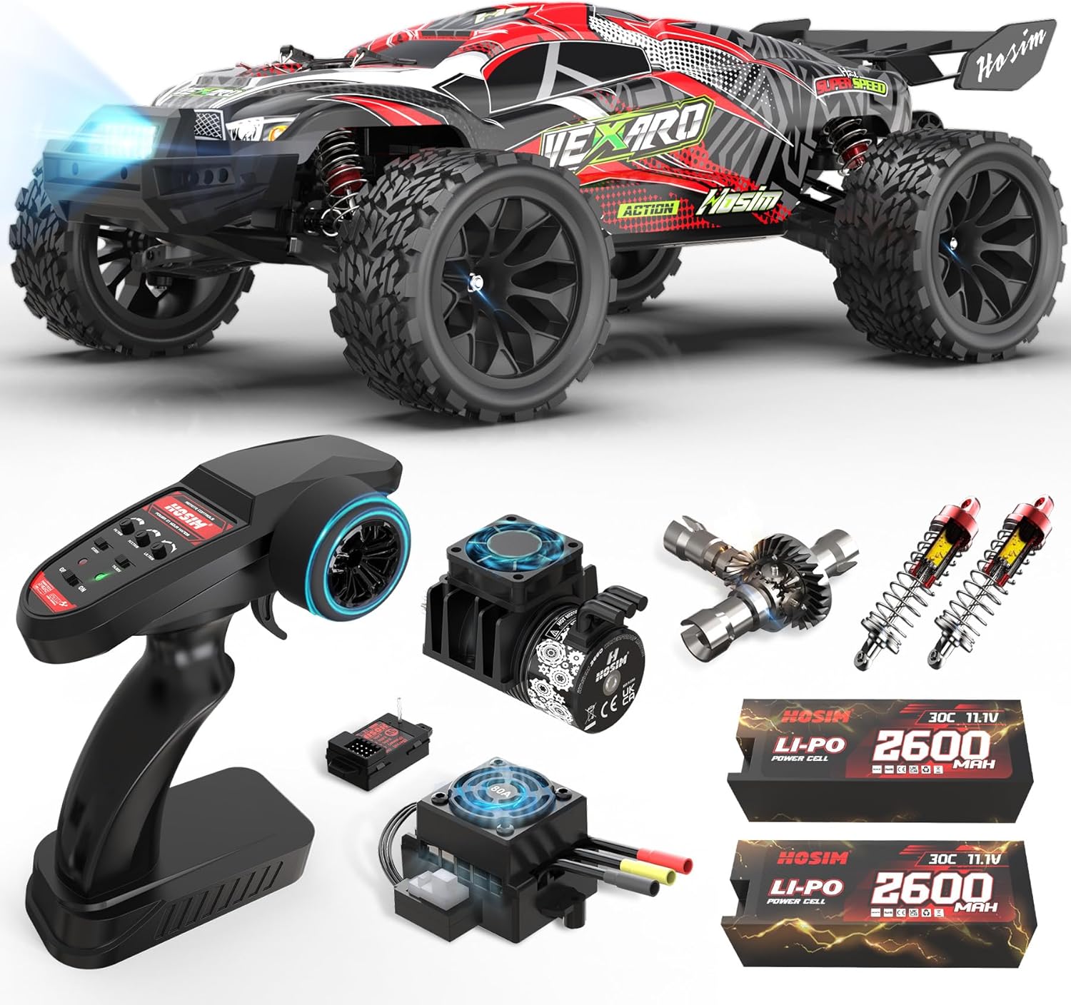 Mini 1:8 Brushless RC Cars for Adults Fast 50MPH, VEXARO High Speed 4X4 RC Trucks, All Terrain Remote Control Car Waterproof RC Truggy Off Road Hobby Large Monster Truck with 3S Battery