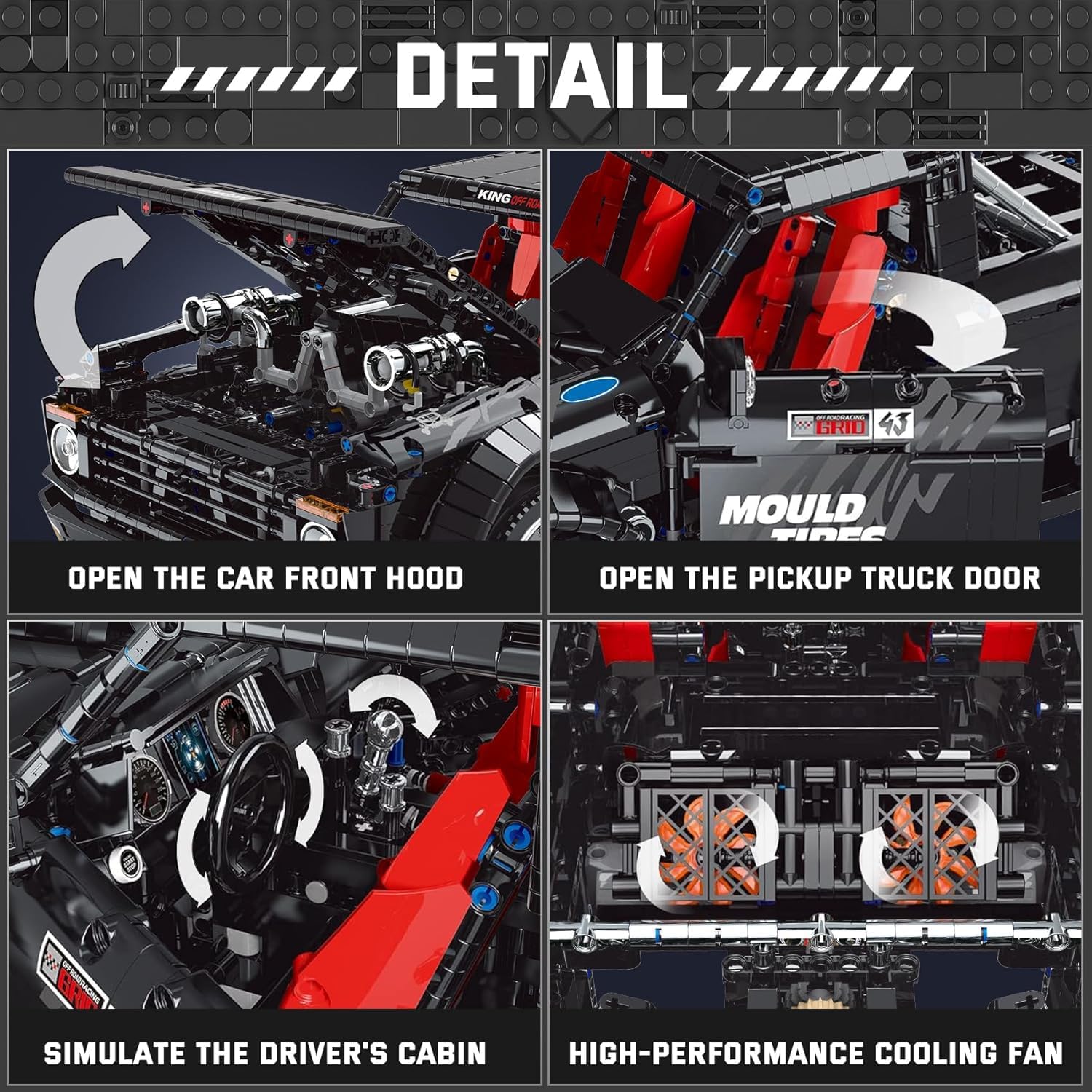 Mould King 13082 Pickup Truck Block Kits Model, MOC Building Blocks Set to Build, Gift for Age 14+/Adult Collections Enthusiasts(3695 Pieces, with Motor/APP Remote Control)