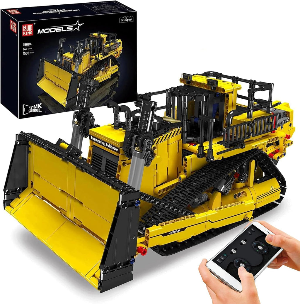 Mould King Bulldozer Technique Building Set, App-Controlled 2.4G RC Bulldozer Truck Construction Vehicle Toys with Engines, DIY Engineering Model Sets for Adults/14+(1508 Pieces)