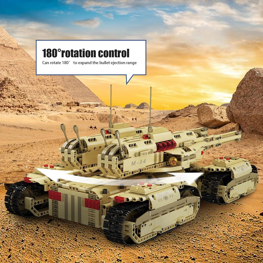 Mould King 20011 Technology MOC Building Block Mammoth Tank, Remote Control Rechargeable RC Tank Model Kit for Adults