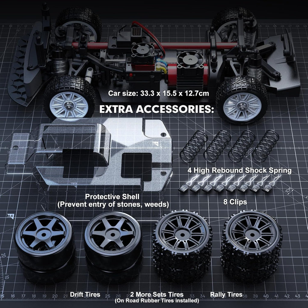 Brushless RC Drift Car MJX Hyper GO 14303 1:14 Citroen C3, 40mph Max 4WD RTR High Speed RC Rally Car with Gyro & 2x2000mAh Batteries, Hobby Grade Remote Control Drifting Car Gift for Adults