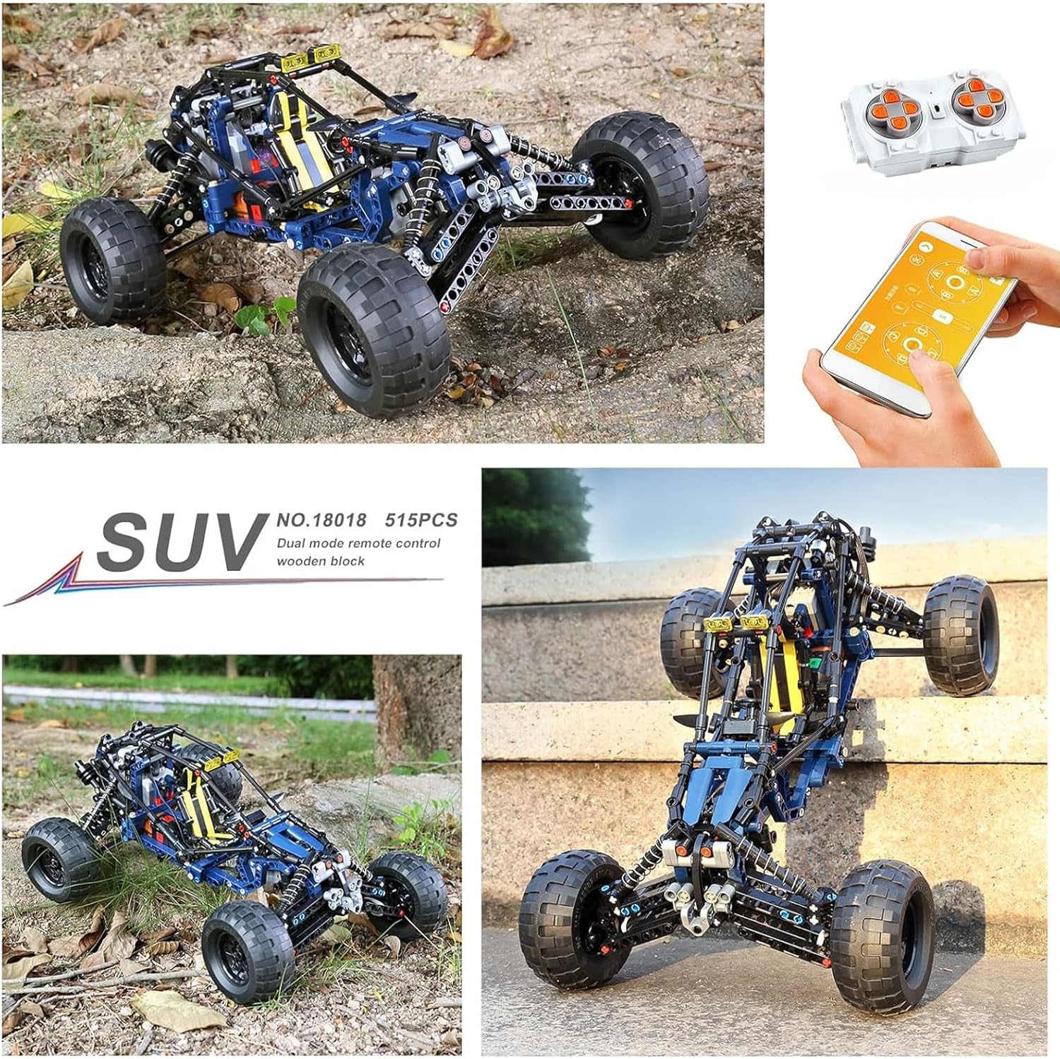 Mould King RC Off-Road Building Car Toys, 515 Pieces Building Blocks Lightning Climbing Car Model with Motors (Remote Control and APP Control)