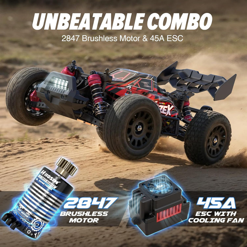 Brushless RC Buggy for Adults and Kids 60KM/H, 1/14 Electric High Speed All Terrain Remote Control Car, Hobby RC Trucks 4x4 Off Road RC Car, Waterproof RC Vehicle for Snow/Sand/Beach Age 8+