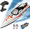 34+MPH Brushless RC Boat for Adults & Kids with 2 Rechargable Batteries- Large 19” Remote Control Boat Toy, HJ816 Rc Speed Boats for Lakes & Rivers (Grey)